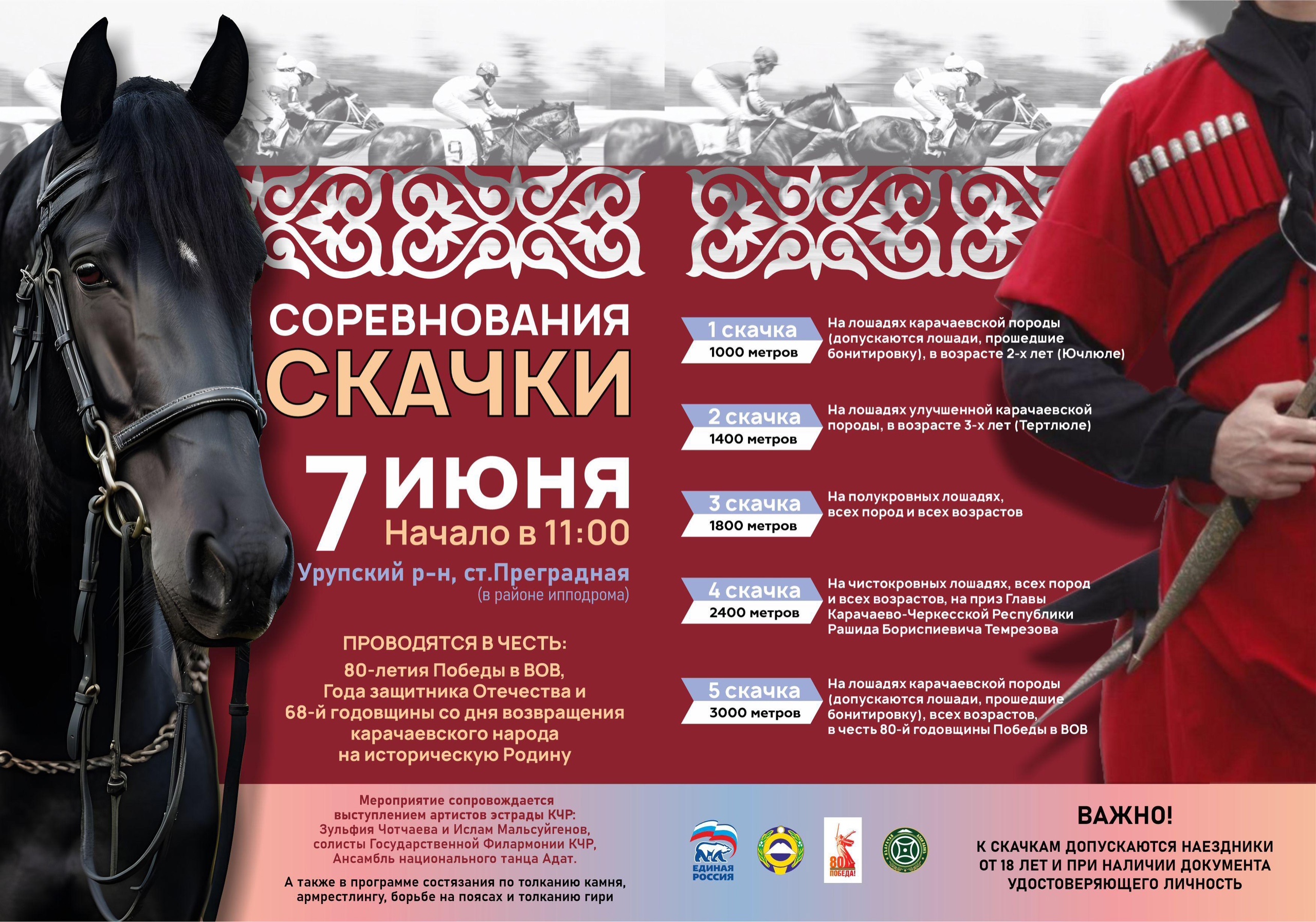 Соревнования по конным скачкам в Урупском районе.